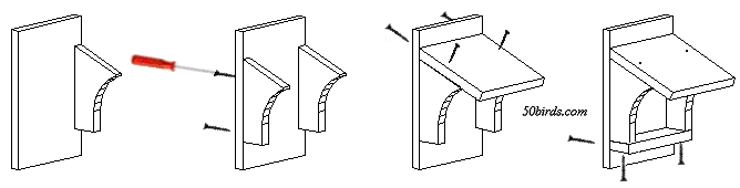 Phoebe & swallow shelter assembly illustrations.