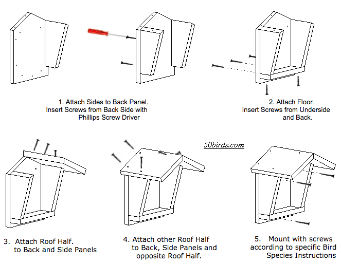 Barn & Cliff Swallow & Black Phoebe Platform Shelter Assembly Follow these phoebe - swallow platform shelter assembly illustrations and work safely!