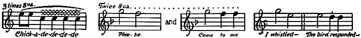 Song of the black-capped chickadee by F. Schuyler Mathews Black-capped chickadee song written to sheet music.