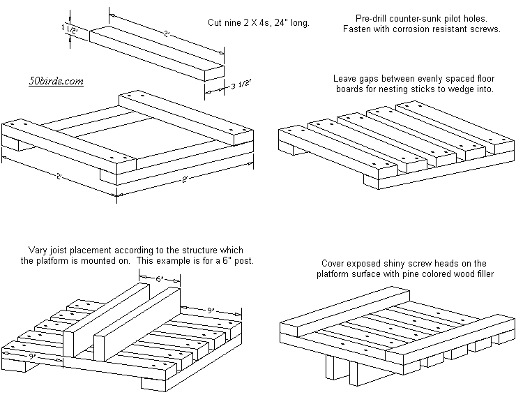Owl, Hawk, Osprey Platform Design Plans.  Print or just view on a phone in your workspace.