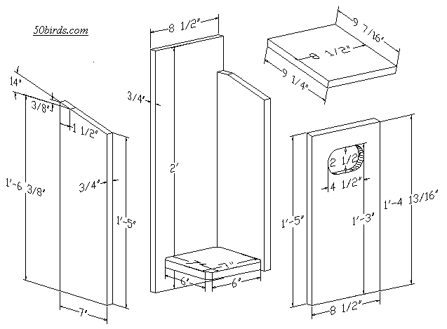 Select to view or print boreal owl house plans and dimensions.