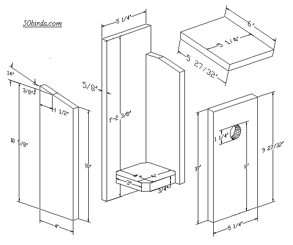 Select to Print or View Chickadee Nuthatch Titmouse Downy Birdhouse Plans