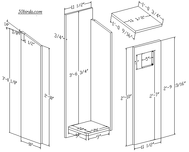 View or print common merganser nest box plans.