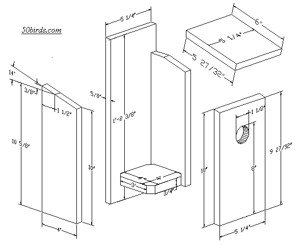 Birdhouse plans and dimensions for eastern bluebirds.