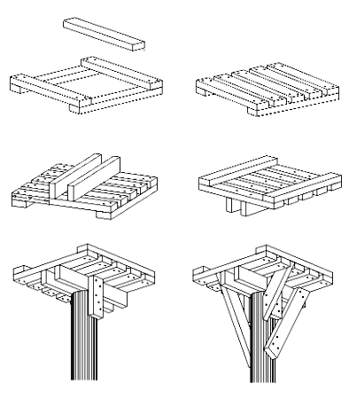 Assembly drawings for a 2' x 2' platform mounted on a high pole