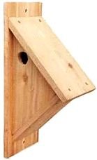 Side Mounted Birdhouse A cedar birdhouse for chickadees, nuthatches and downy woodpeckers.