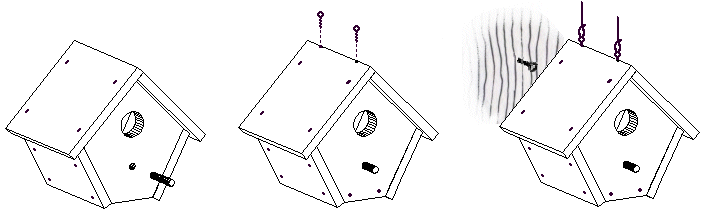 Suspend Swinging, or Mount Stationary Birdhouse Assembly 3