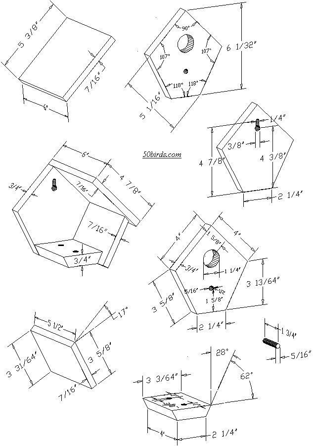 Select to view or print swinging wren-chickadee house plans.
