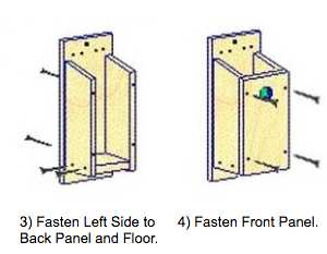 Nest Box Assembly. Nest box assembly: Fasten left side and front panel.