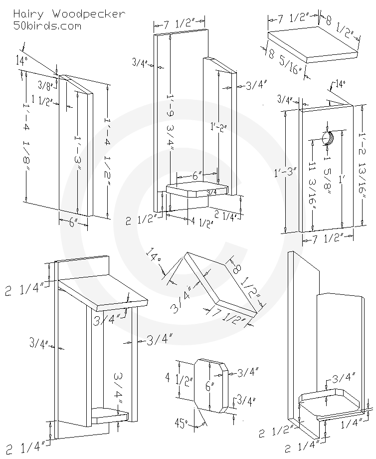 Hairy Woodpecker Bird House Plans Hairy woodpecker bird house plans. Print or just view on a phone in your workspace.