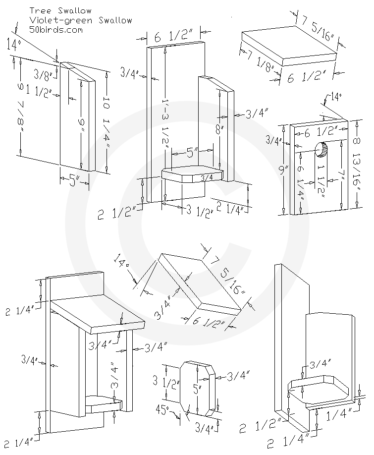 Print swallow birdhouse plans or just view on a phone in your workspace.
