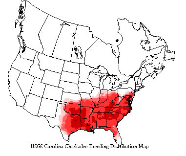 USGS Carolina Chickadee Range Map USGS range map shows Carolina chickadees live in southwestern US