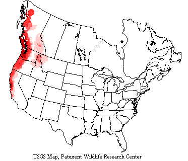 USGS Chestnut-backed Chickadee Range Map USGS range map shows Chestnut-backed chickadees are most densely populated in coastal areas from California to British Colombia, inland in northern Idaho and less densely so in surrounding areas.
