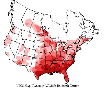Purple Martin Breeding Survey Map Purple martins inhabit most of temperate North America and winter in South America.